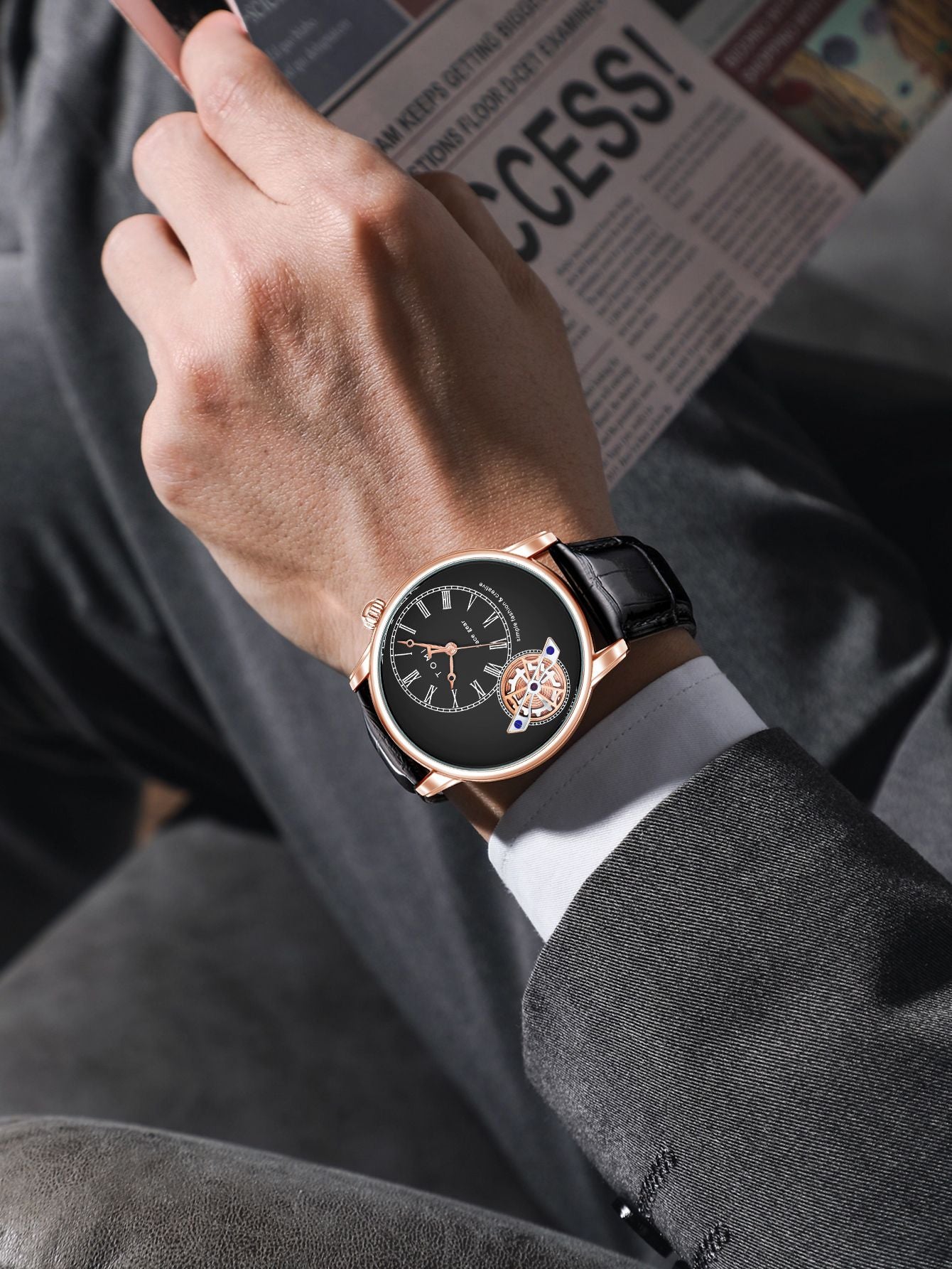 Relógio Tomi Regal Gear Preto 2 Pulseiras