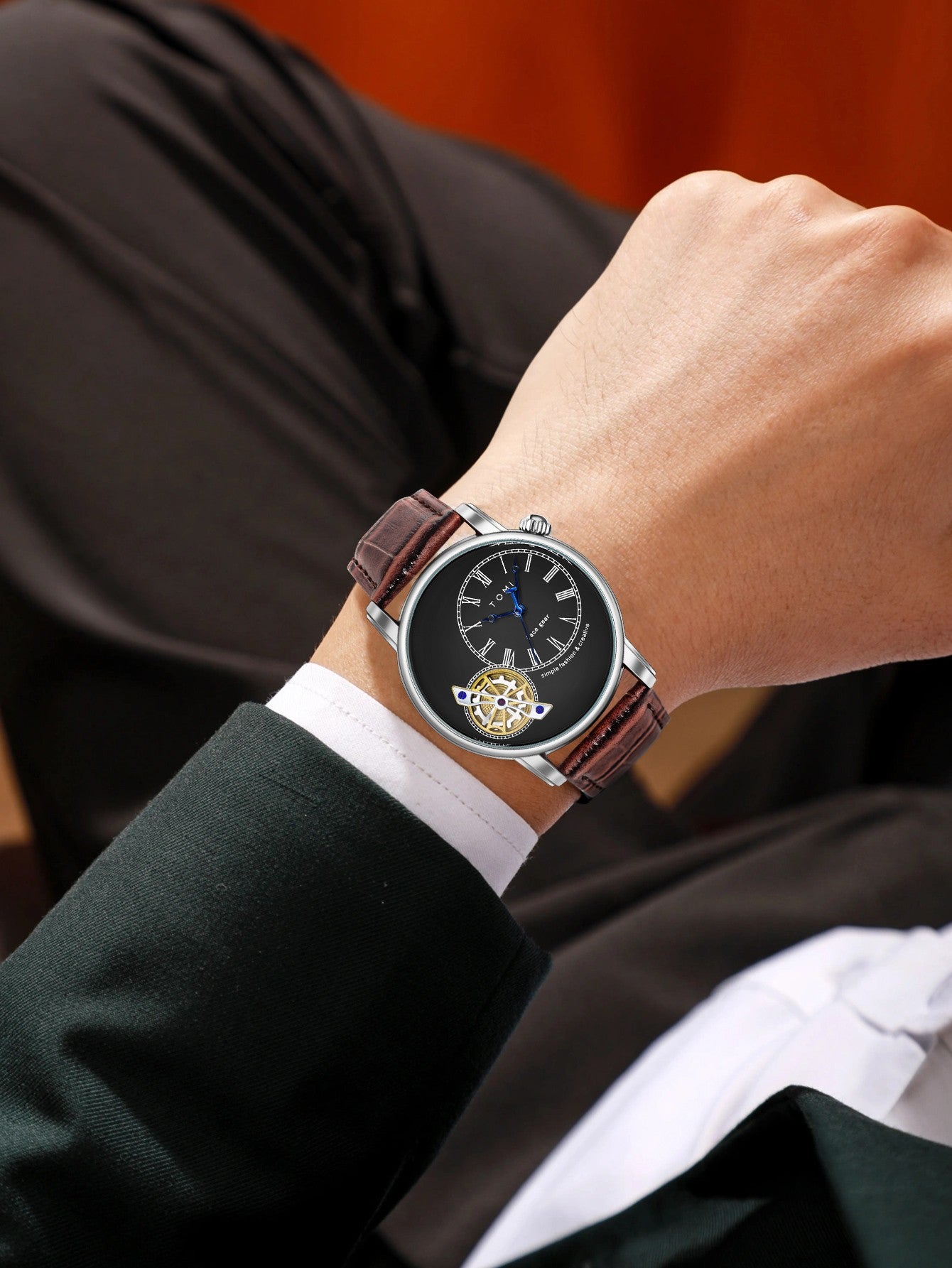 Relógio Minimalista Tomi Regal Gear - Box Com 2 Pulseiras