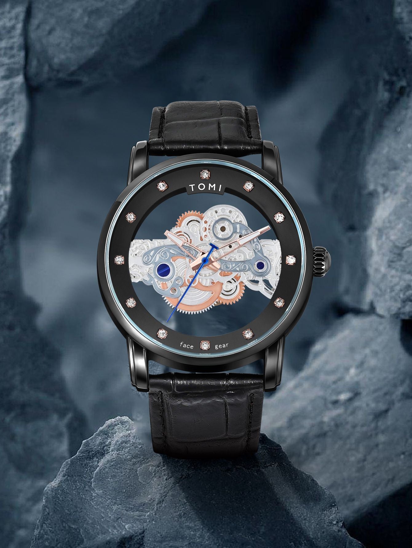 Relógio Tomi Classic Skeleton Black