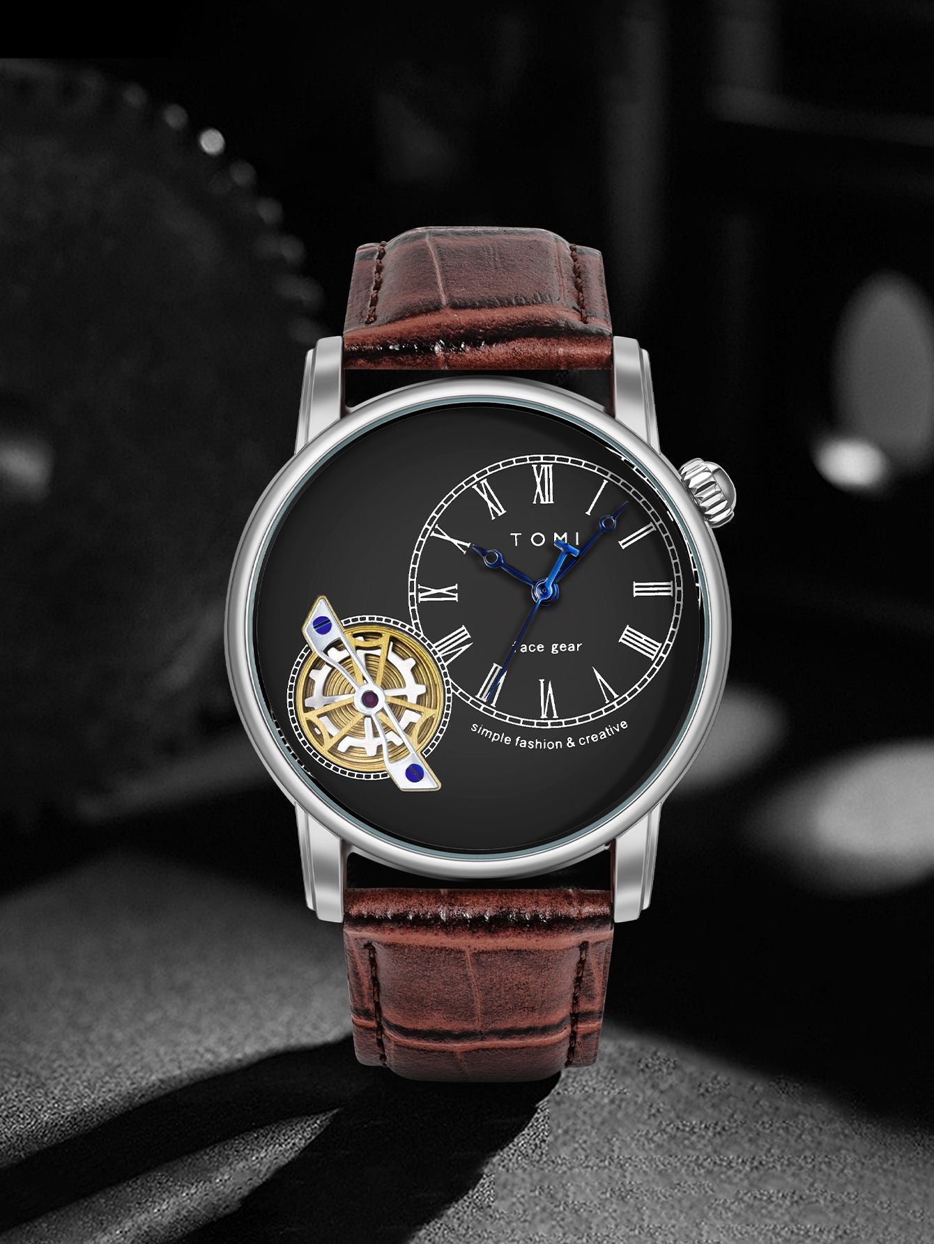 Relógio Minimalista Tomi Regal Gear - Box Com 2 Pulseiras