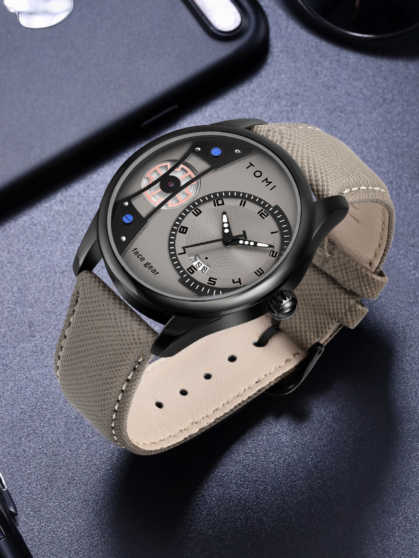 Relógio Tomi MetroDate Cinza