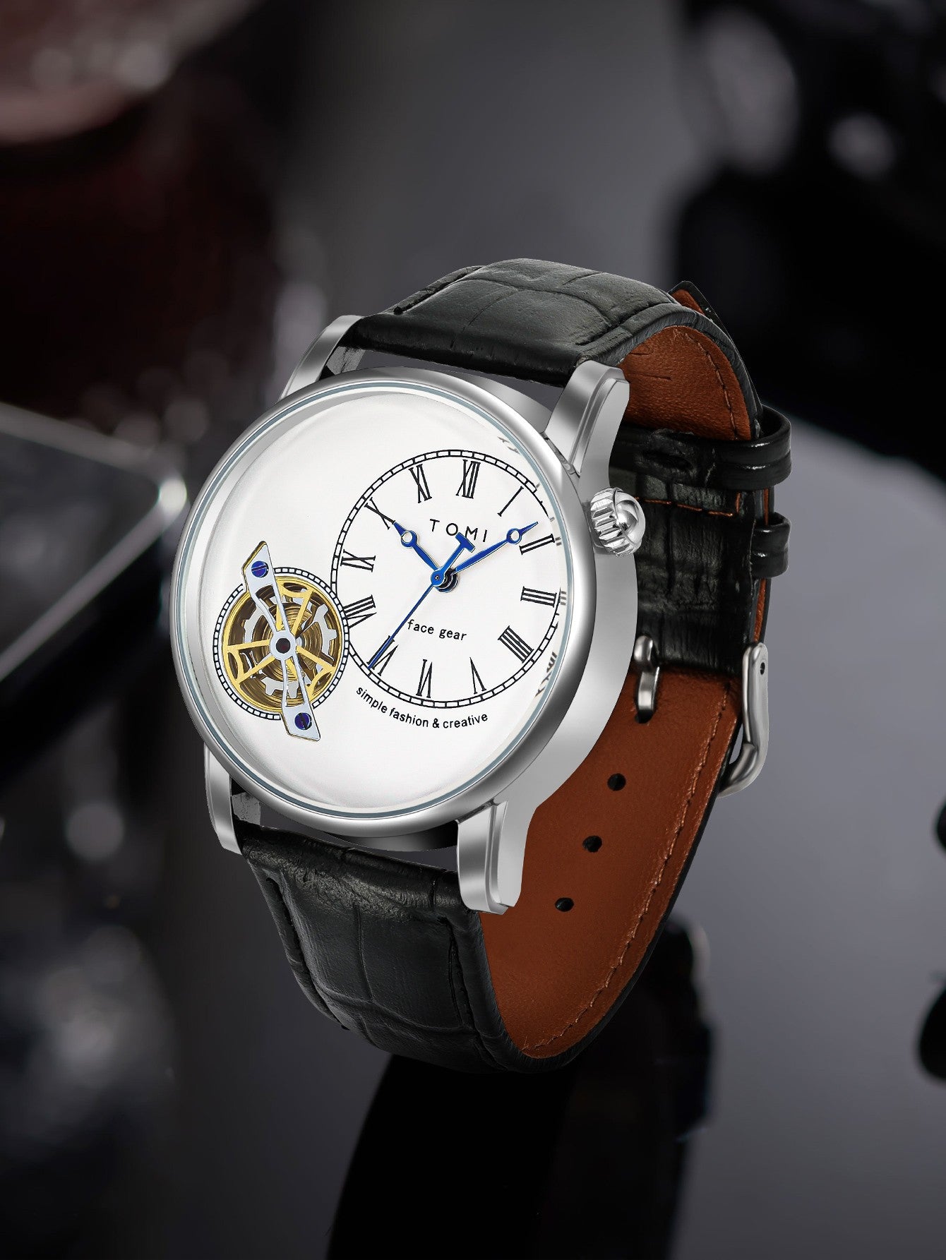 Relógio Minimalista Tomi Regal Gear - Box Com 2 Pulseiras