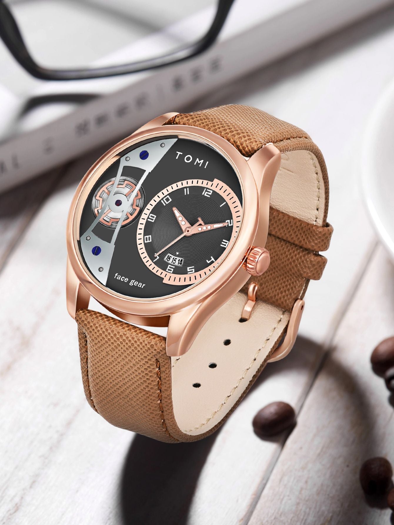 Relógio Tomi MetroDate Caramelo