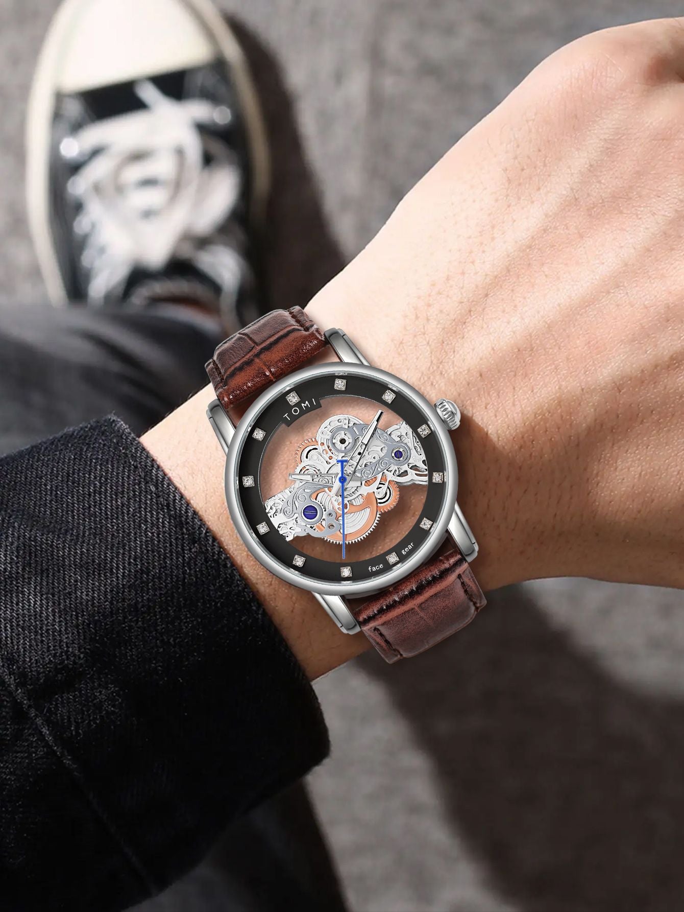 Relógio Tomi Classic Skeleton - Box Premium 2 Pulseiras