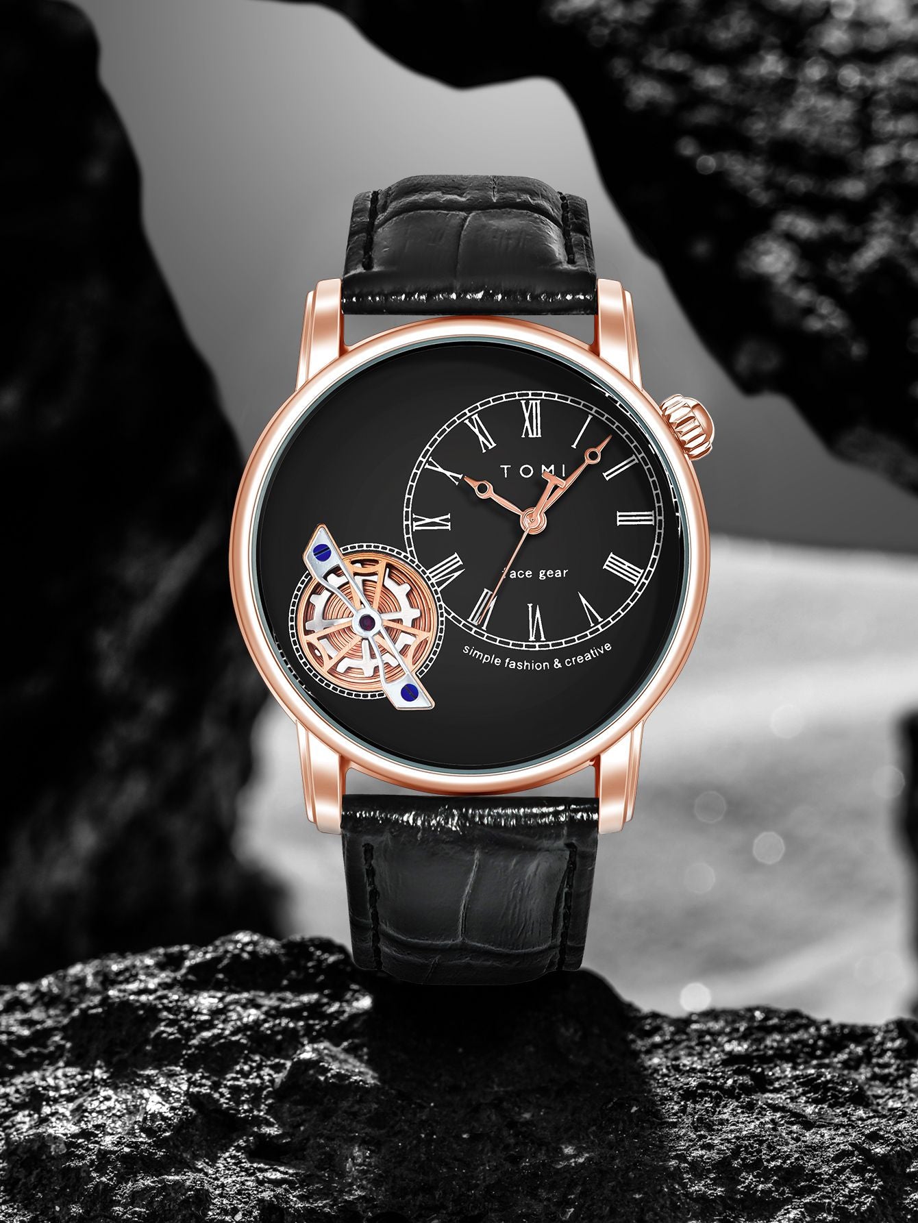 Relógio Minimalista Tomi Regal Gear - Box Com 2 Pulseiras