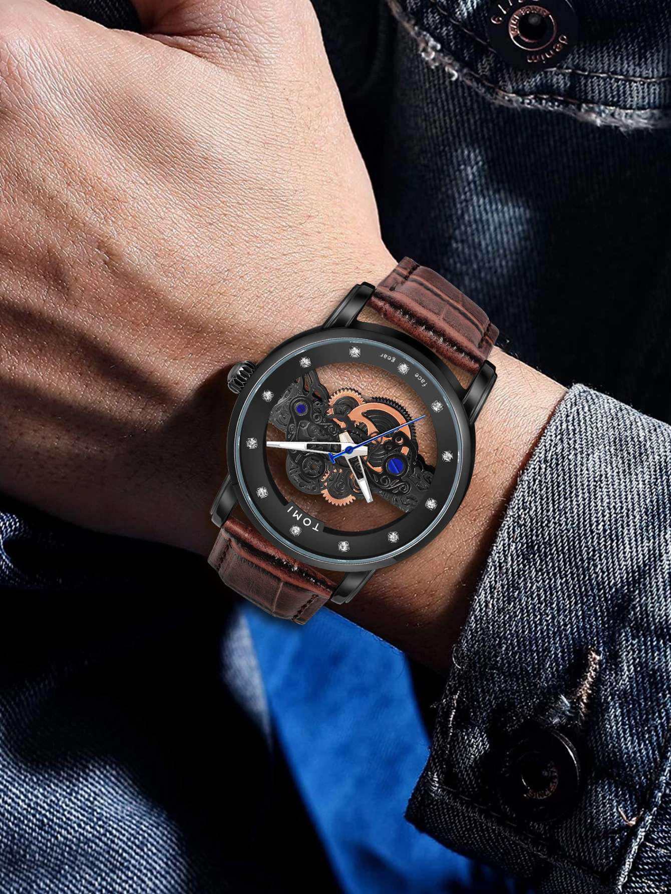 Relógio Tomi Classic Skeleton - Box Premium 2 Pulseiras