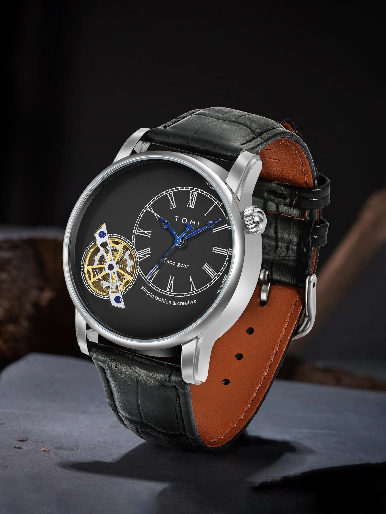 Relógio Minimalista Tomi Regal Gear - Box Com 2 Pulseiras