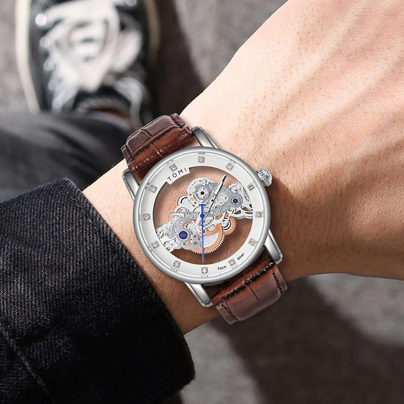 Relógio Tomi Classic Skeleton - Box Premium 2 Pulseiras