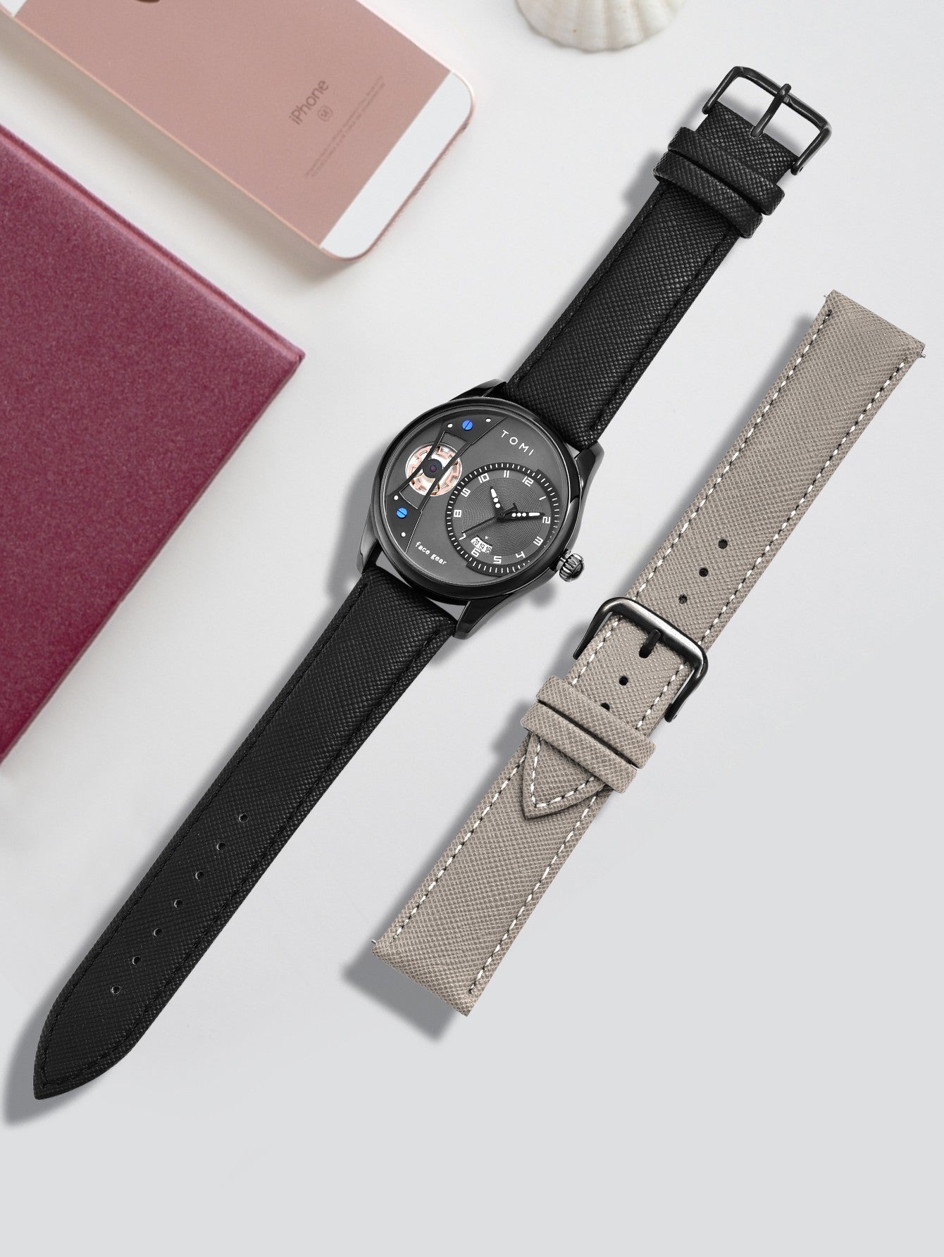 Relógio Tomi MetroDate Cinza