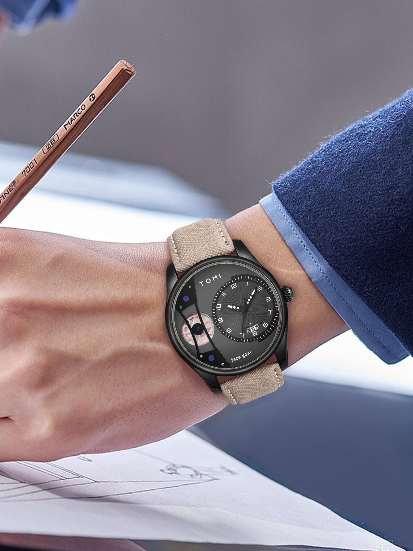 Relógio Tomi MetroDate Cinza