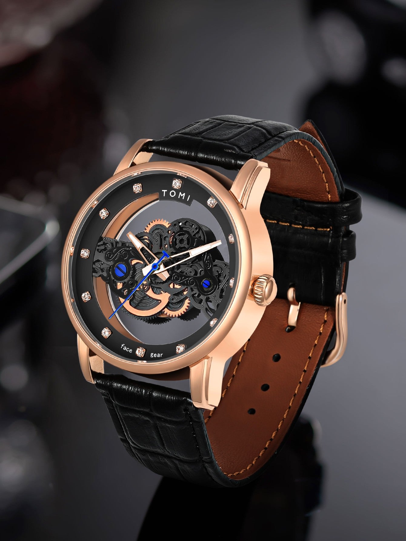 Relógio Tomi Classic Skeleton Black