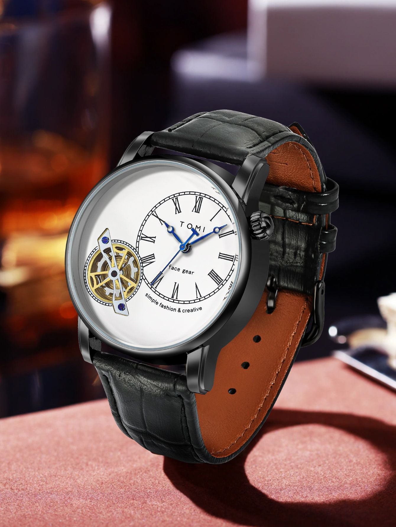 Relógio Minimalista Tomi Regal Gear - Box Com 2 Pulseiras