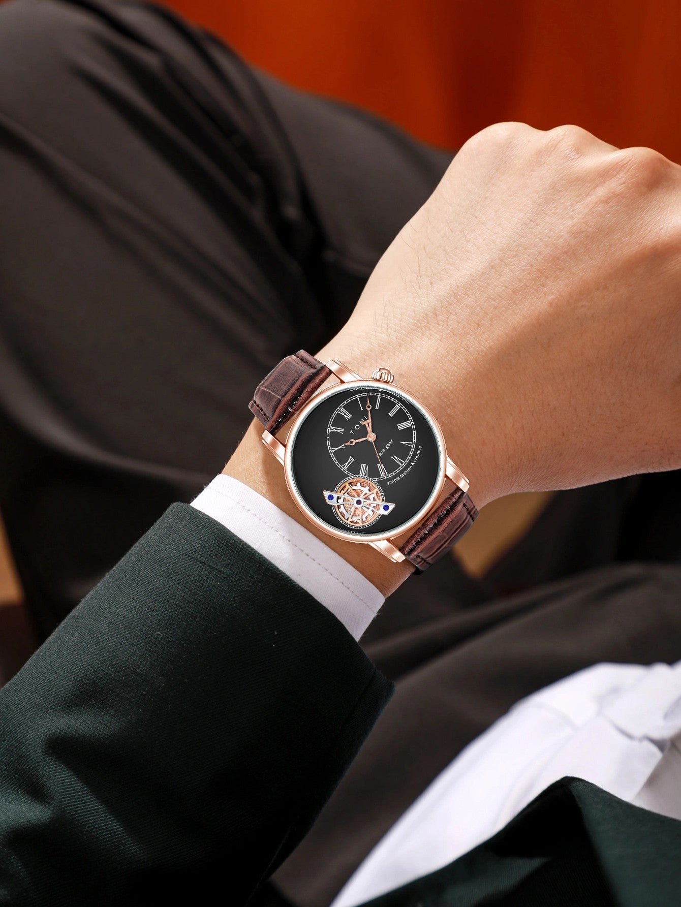 Relógio Minimalista Tomi Regal Gear - Box Com 2 Pulseiras