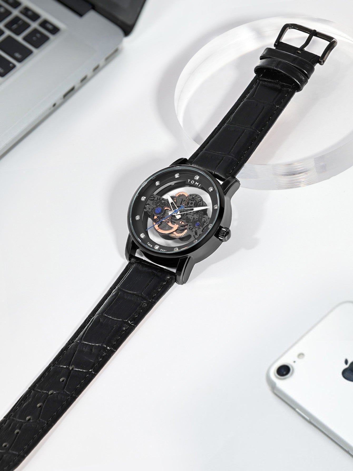 Relógio Tomi Classic Skeleton Black