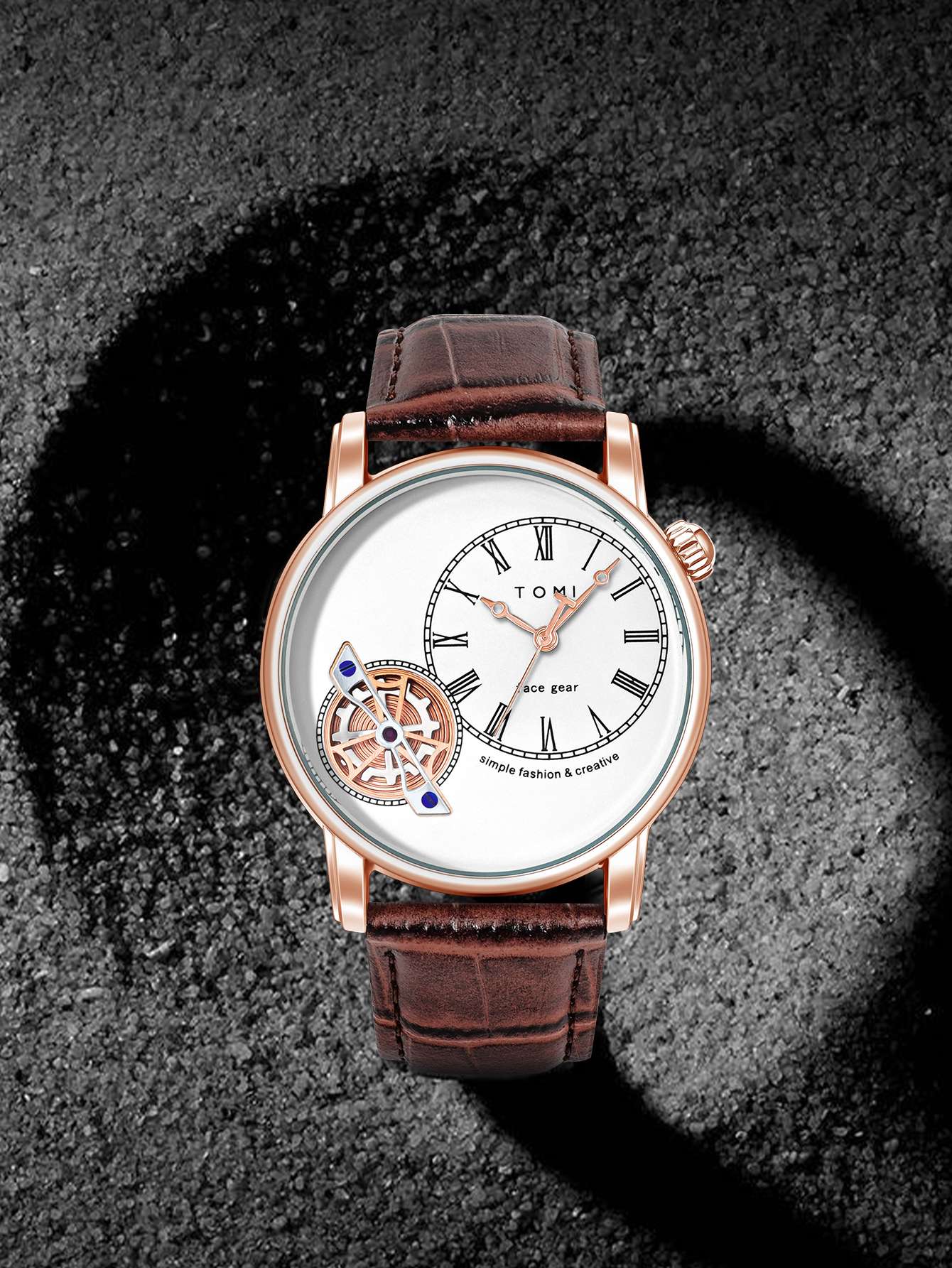 Relógio Minimalista Tomi Regal Gear - Box Com 2 Pulseiras