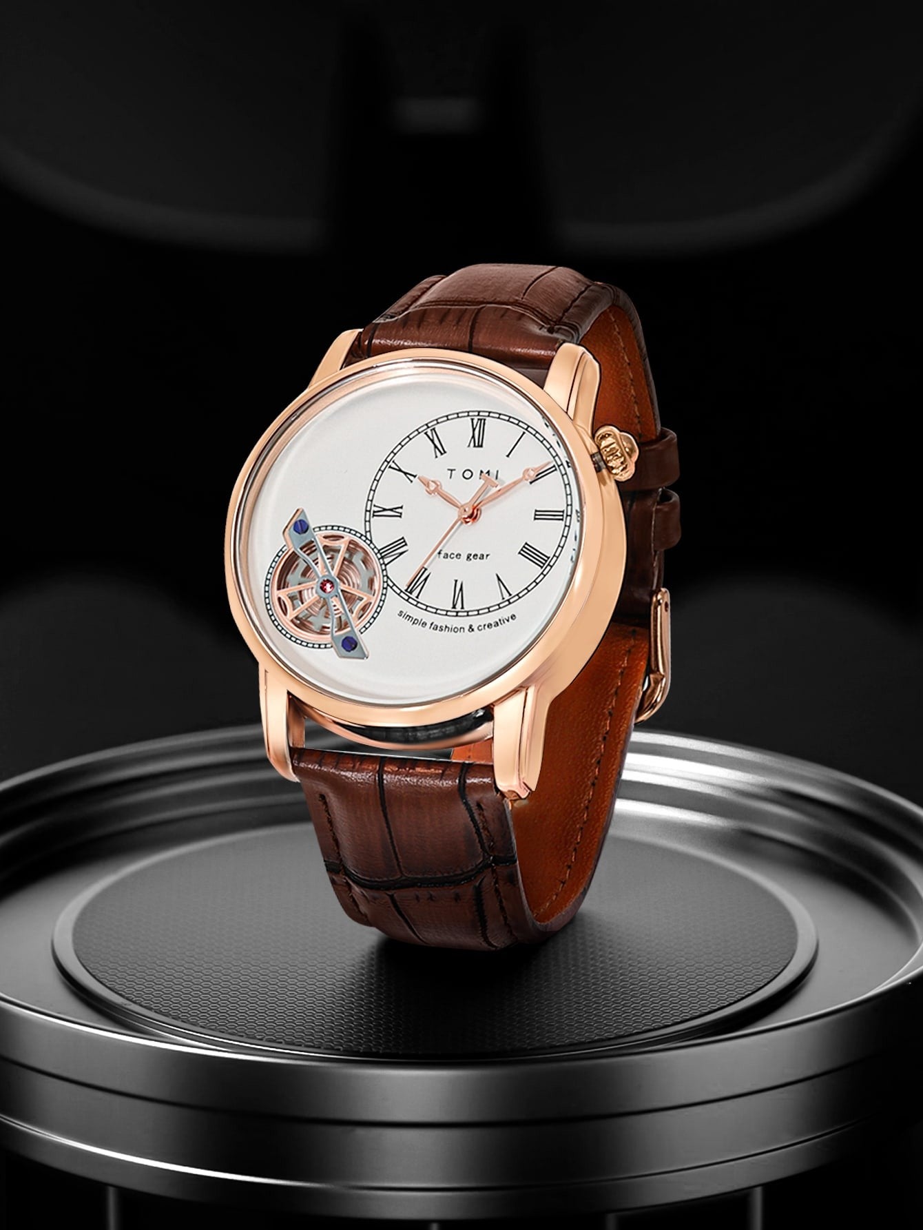 Relógio Minimalista Tomi Regal Gear - Box Com 2 Pulseiras