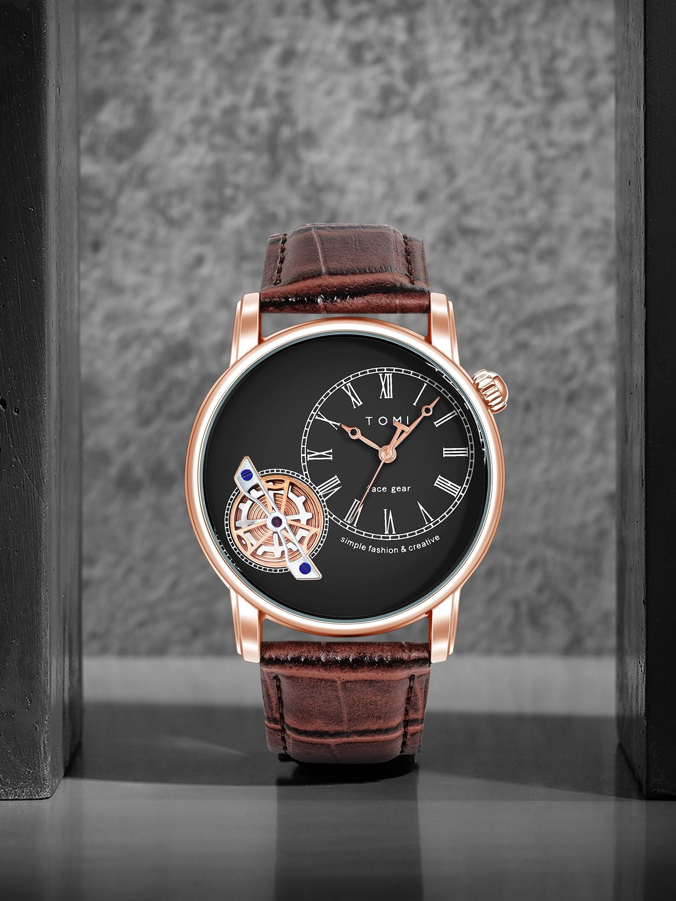 Relógio Minimalista Tomi Regal Gear - Box Com 2 Pulseiras