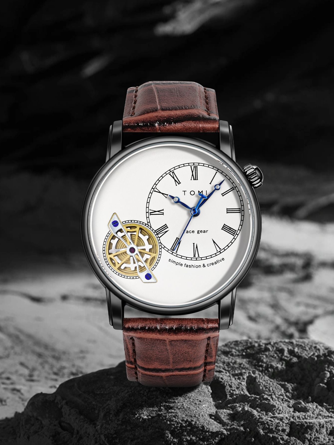 Relógio Minimalista Tomi Regal Gear - Box Com 2 Pulseiras