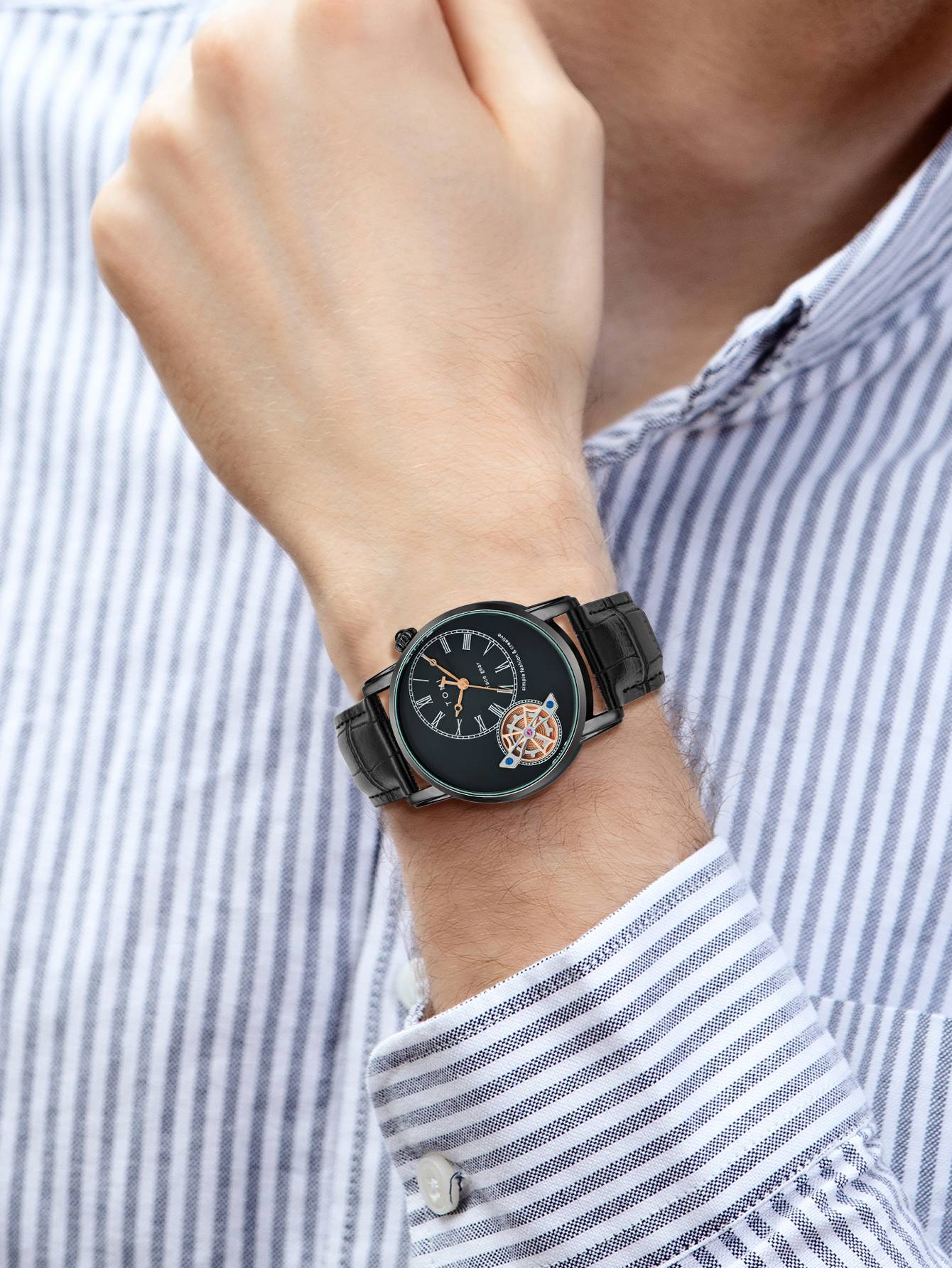 Relógio Minimalista Tomi Regal Gear - Box Com 2 Pulseiras