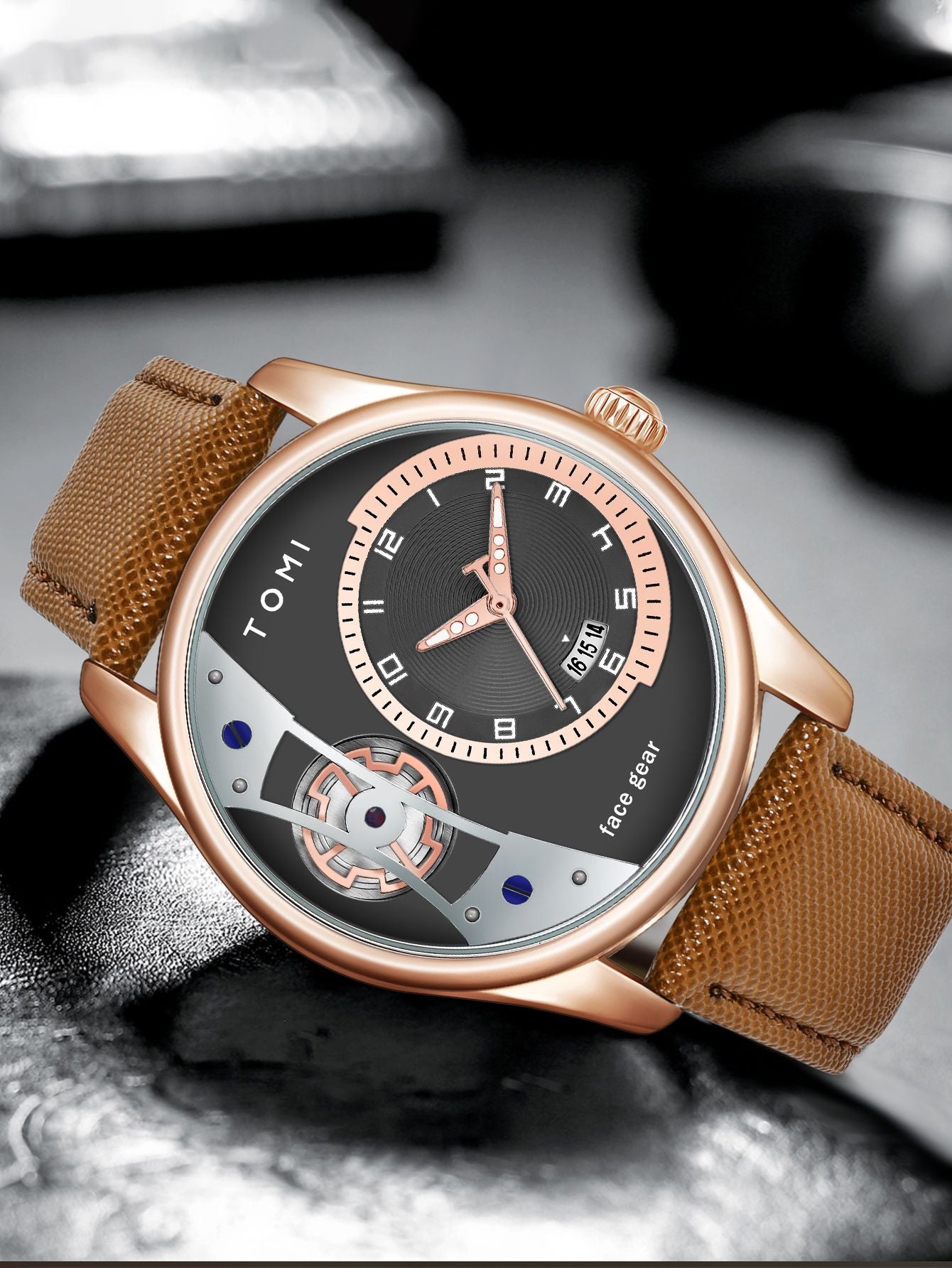 Relógio Tomi MetroDate Caramelo