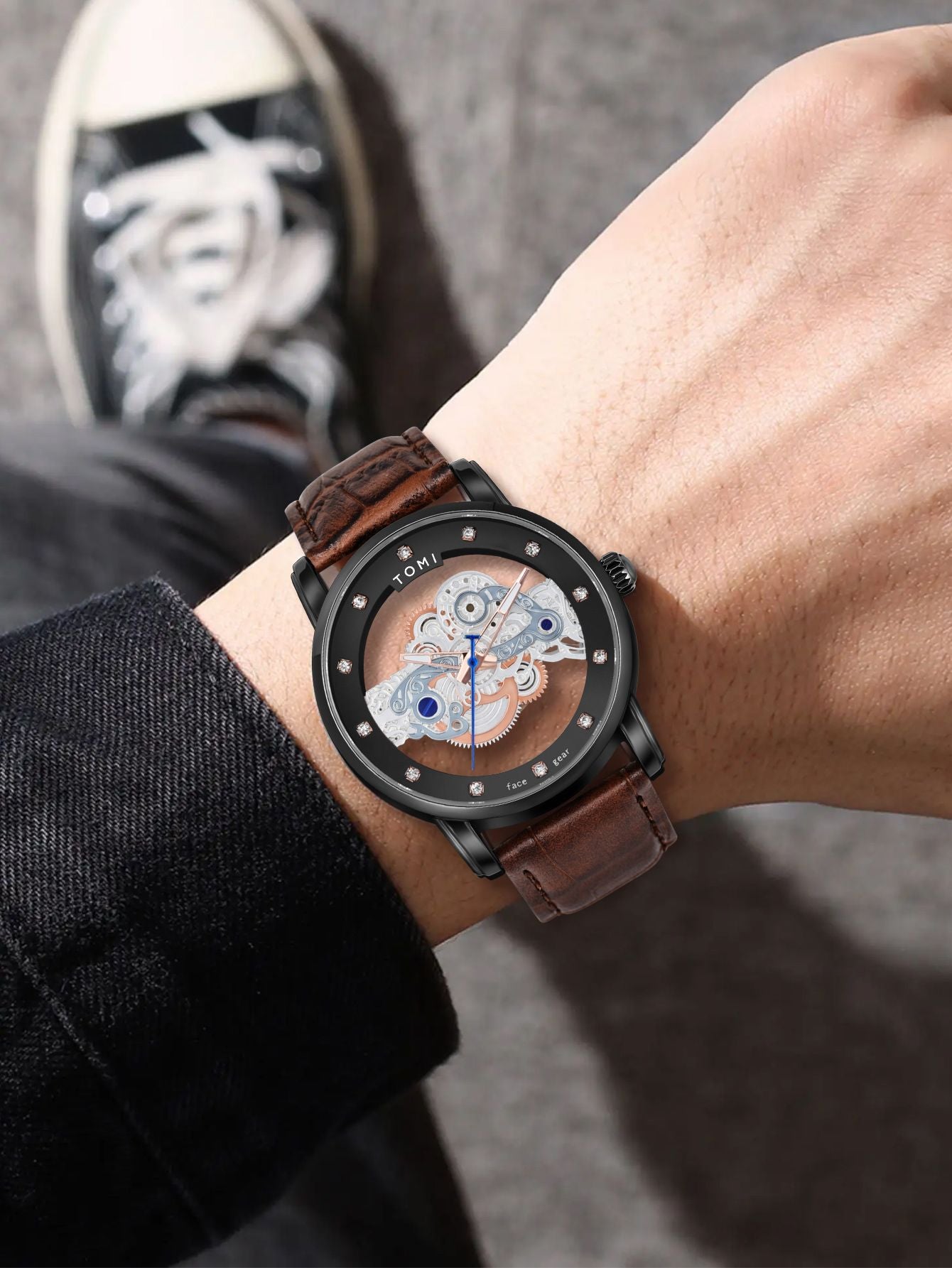 Relógio Tomi Classic Skeleton - Box Premium 2 Pulseiras