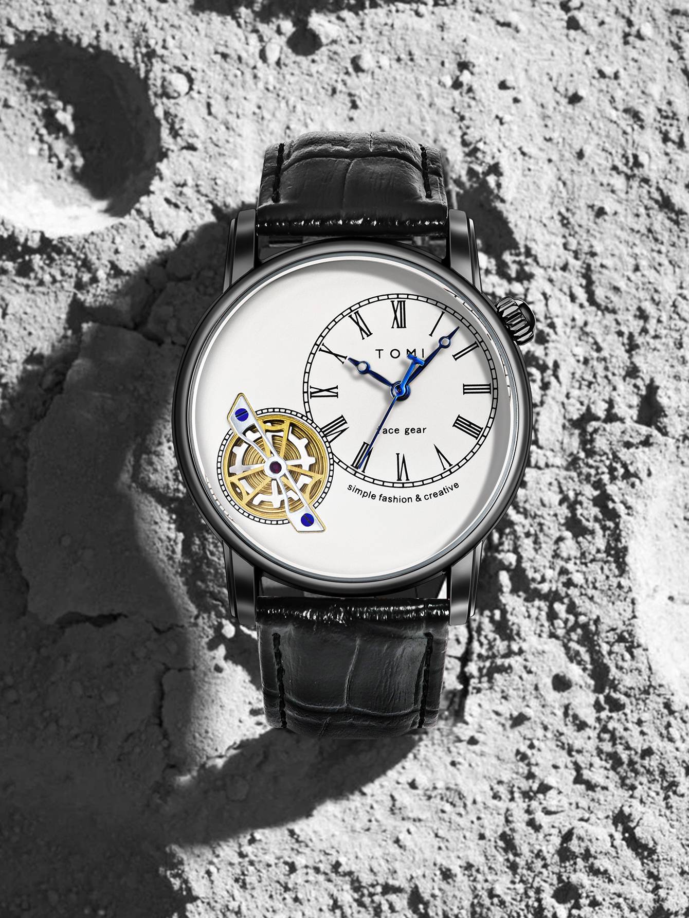 Relógio Tomi Regal Gear Preto 2 Pulseiras