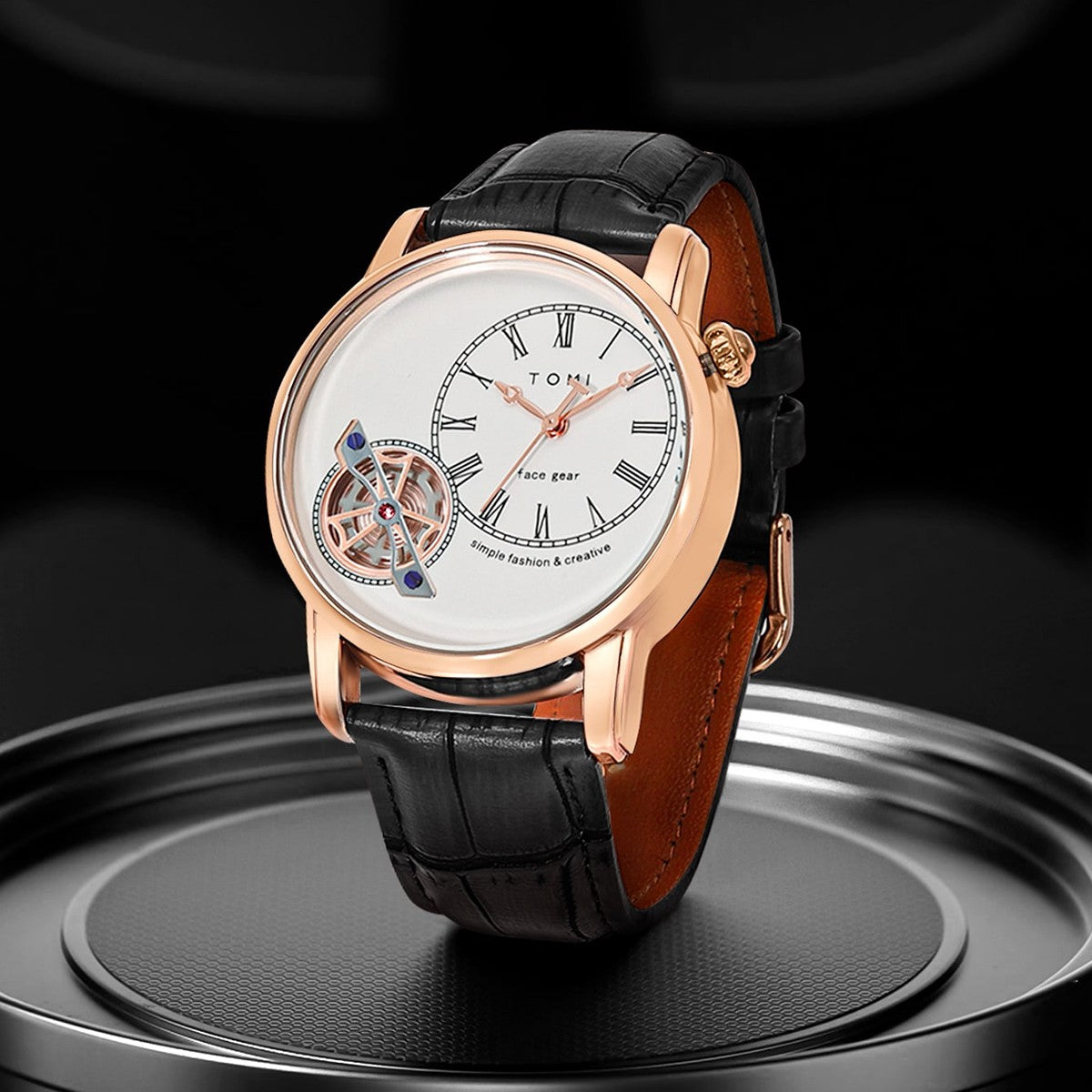 Relógio Minimalista Tomi Regal Gear - Box Com 2 Pulseiras