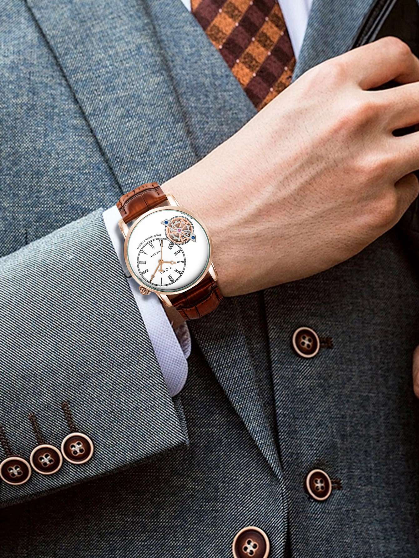 Relógio Minimalista Tomi Regal Gear - Box Com 2 Pulseiras