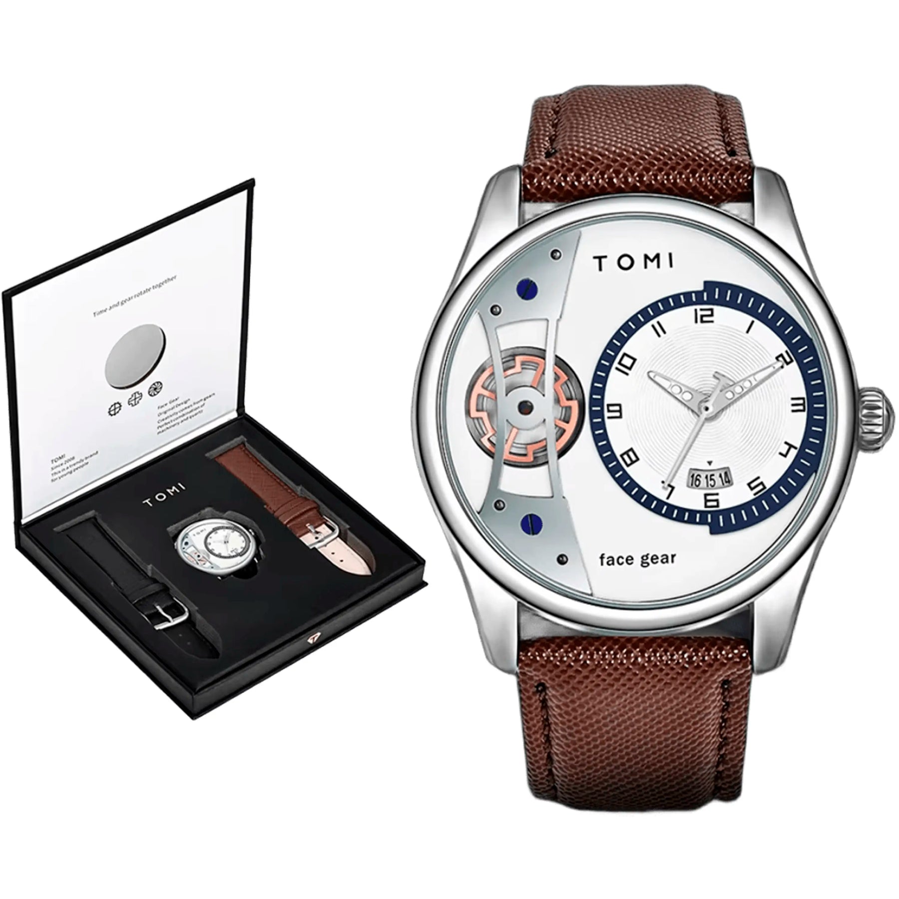 Relógio Tomi MetroDate Marrom