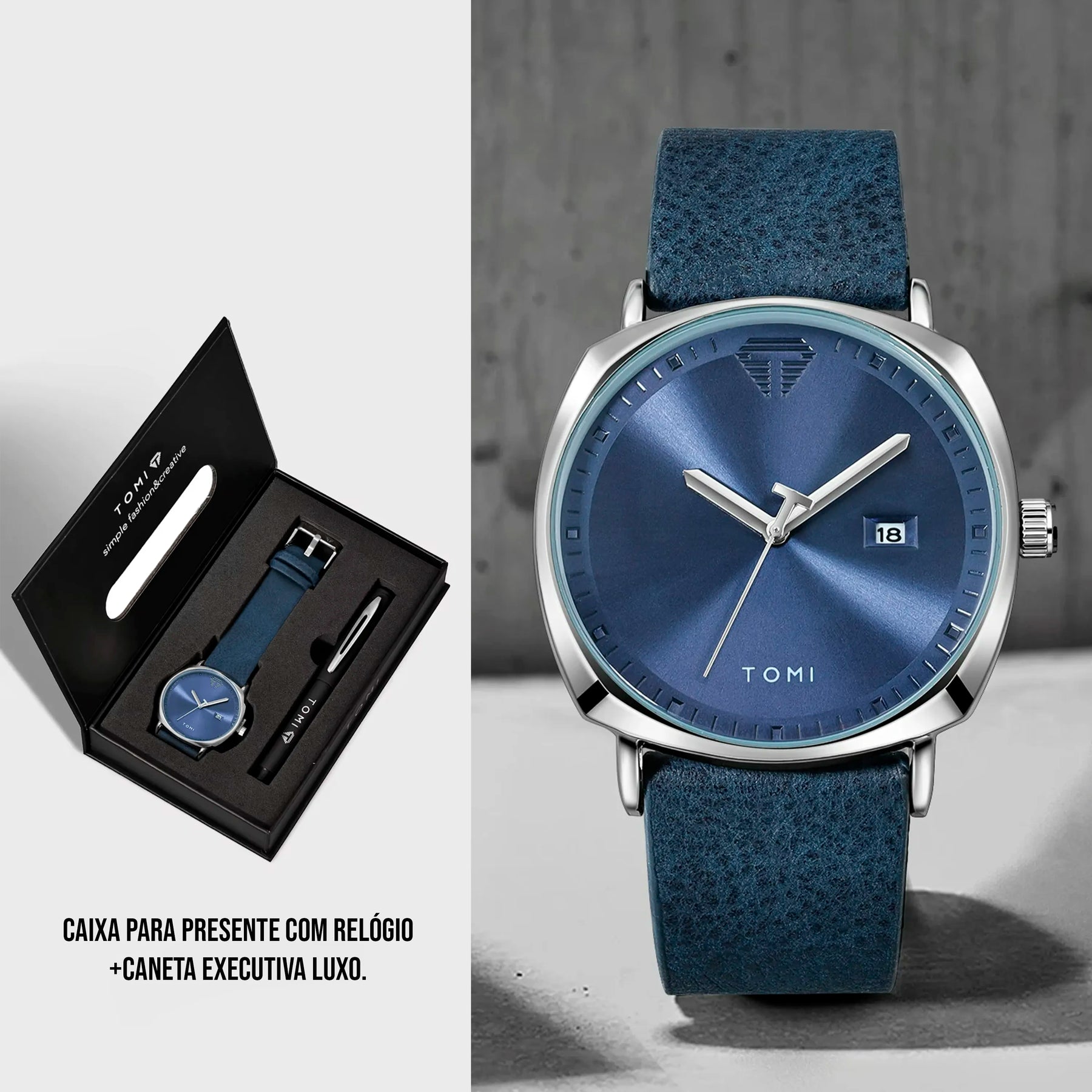 Relógio Minimalista Tomi ExecutiveSet™ - Box Premium Com Caneta