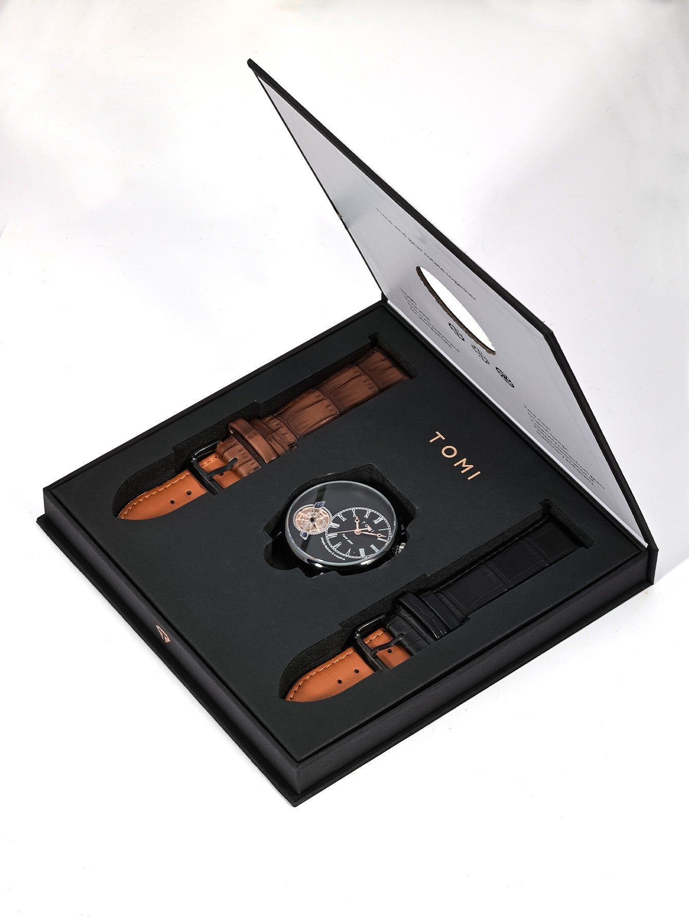 Relógio Tomi Regal Gear Preto 2 Pulseiras
