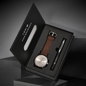 Relógio Minimalista Tomi ExecutiveSet™ - Box Premium Com Caneta
