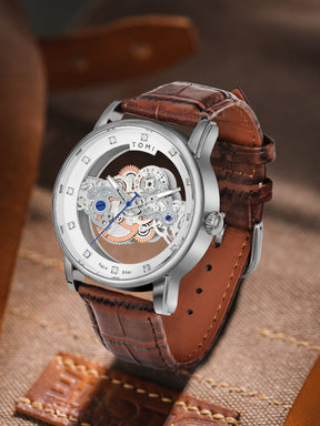 Relógio Tomi Classic Skeleton - Box Premium 2 Pulseiras