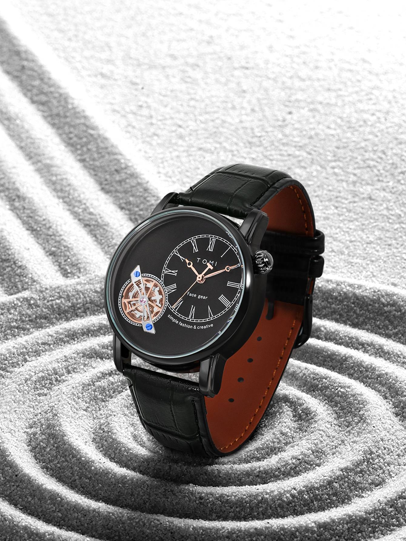 Relógio Minimalista Tomi Regal Gear - Box Com 2 Pulseiras