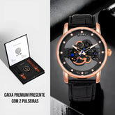 Relógio Tomi Classic Skeleton - Box Premium 2 Pulseiras